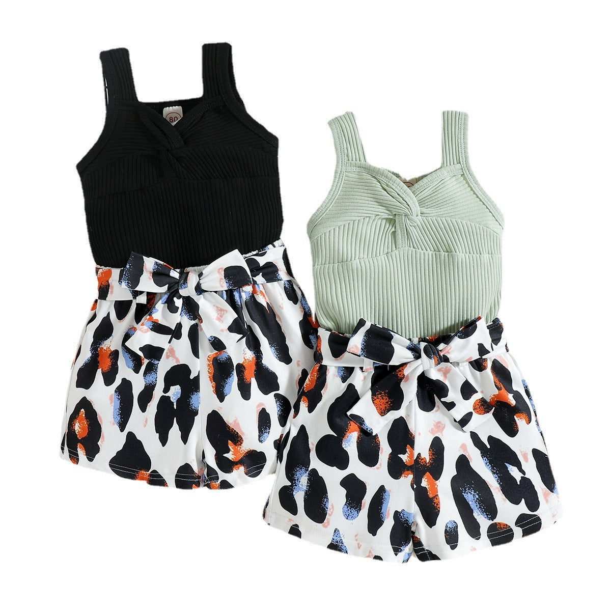 Summer New Baby Sling Bow Shorts Suit