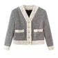 Female Thousand Bird Plaid Contrast Short Tweed Retro Coat