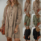 Robe à manches longues et coutures tendance pour femme, couleur unie