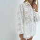 Embroidered Transparent Shirt High Waist Shorts