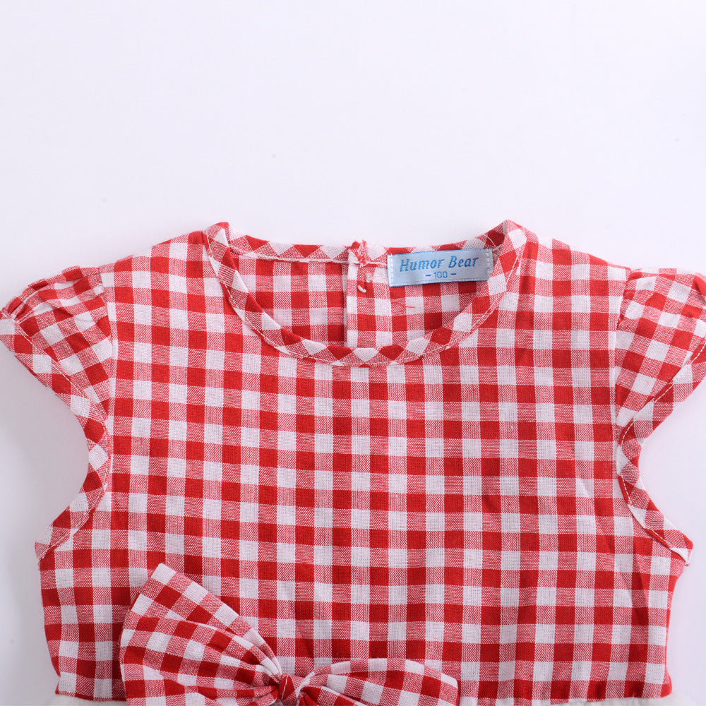 Chemisier et jupe à nœud pour fille mignonne et tendance