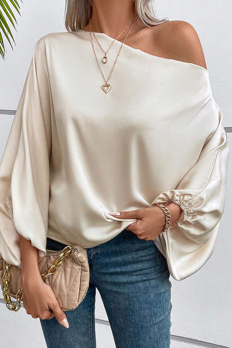 Pull asymétrique à col diagonal, style européen et américain