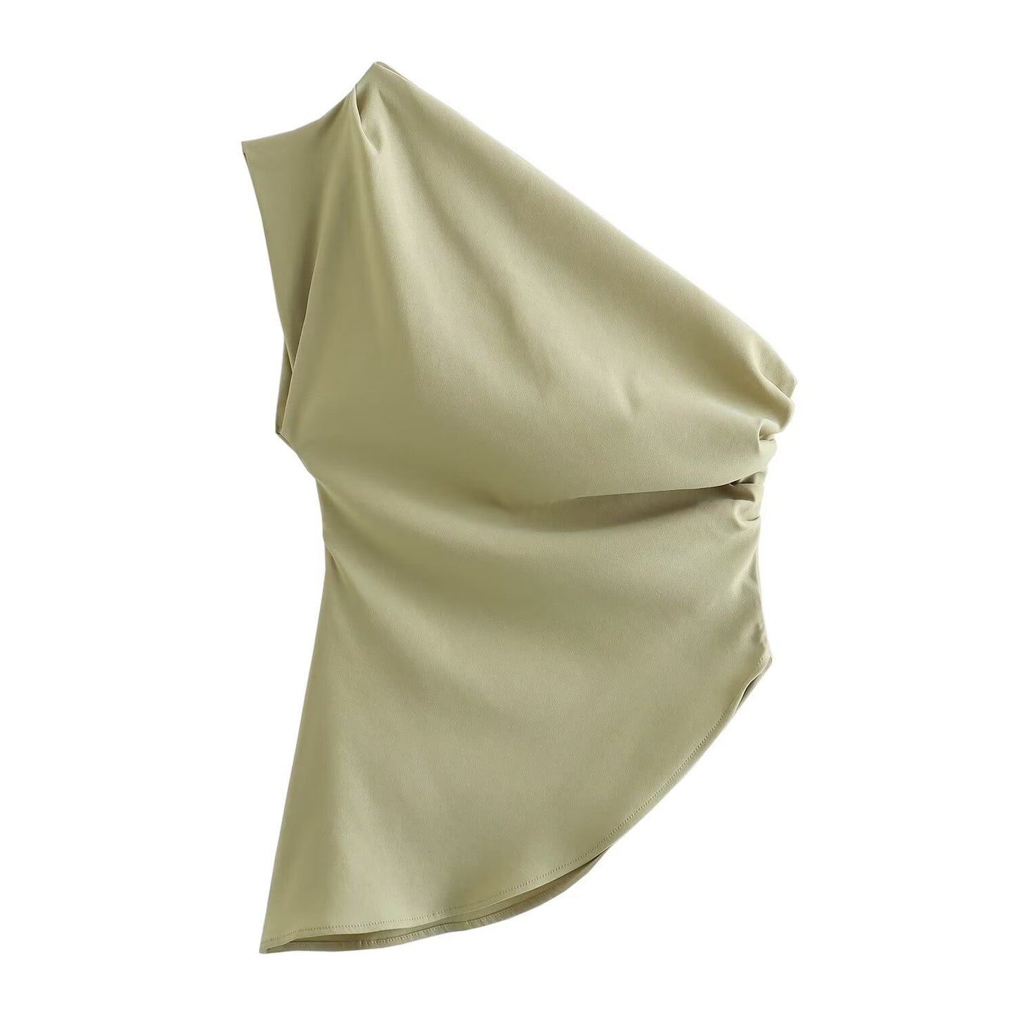 Off-the-shoulder Pleated Asymmetric Top