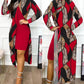 Two-piece Long Sleeve Printed Turtleneck Suit Women