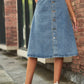 All-matching Slimming Washed Denim Breasted Skirt Women