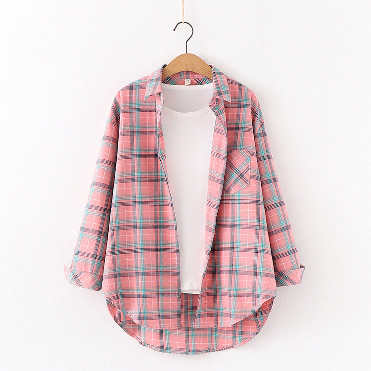 Chemisier à carreaux pour femme, nouvelle marque, ample, grande taille, manches longues, en flanelle de coton, décontracté, hauts