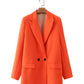 Solid Color Double-breasted Loose Casual Suit Jacket
