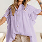 Women's Fashion Stand Collar Ruffled Sleeve Peplum Top