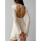 Lace-up Round-neck Long-sleeve Skirt For Women