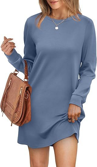 Back Fold Pocket Long Sleeve Sweater Dress