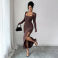 Women's Solid-Color Elegant And Sexy Lace Bodycon Dress