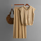 Top And High-waisted Wide-leg Pants Two-piece Set