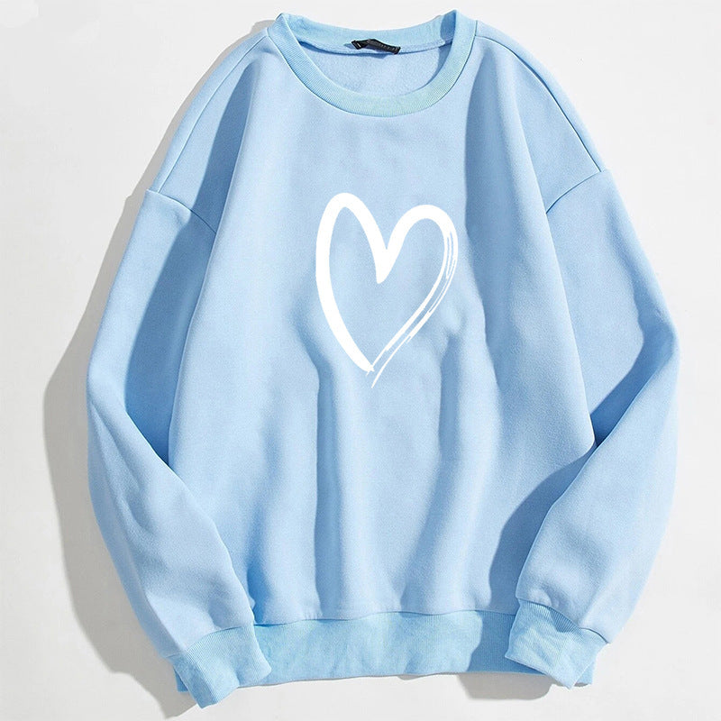 Pull tendance imprimé cœur pour femme