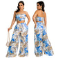 Ensemble deux pièces imprimé haut et pantalon large pour femme