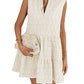 Womens Summer Sleeveless Patchwork V-Neck Pullover Dress For Europe And America