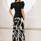 Fashion Jacquard Short-sleeved Top Printed Casual Wide-leg Pants Two-piece Set