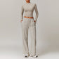 High Waist Wide Leg Slimming Long Sleeve Running Workout Comfort Suit