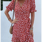 Women's Ruffled Floral Slim-fitting Short Dress