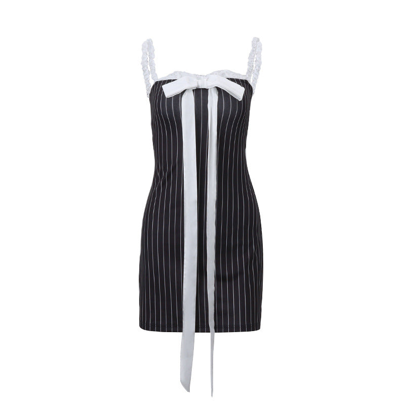 New Women's Off-shoulder Lace Stitching Tube Top Dress