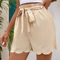 Short festonné à lacets de couleur unie pour femme