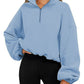 Women's Half Zipped Stand Collar Drawstring At Hem Polar Fleece Autumn Winter Sweater