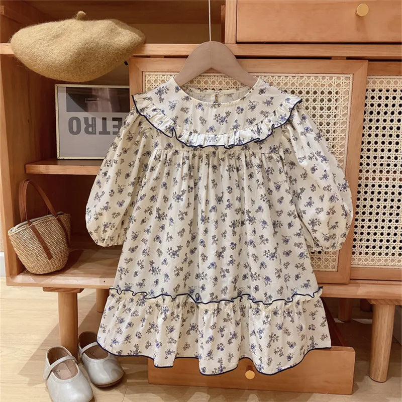 Robe fleurie à manches longues pour fille