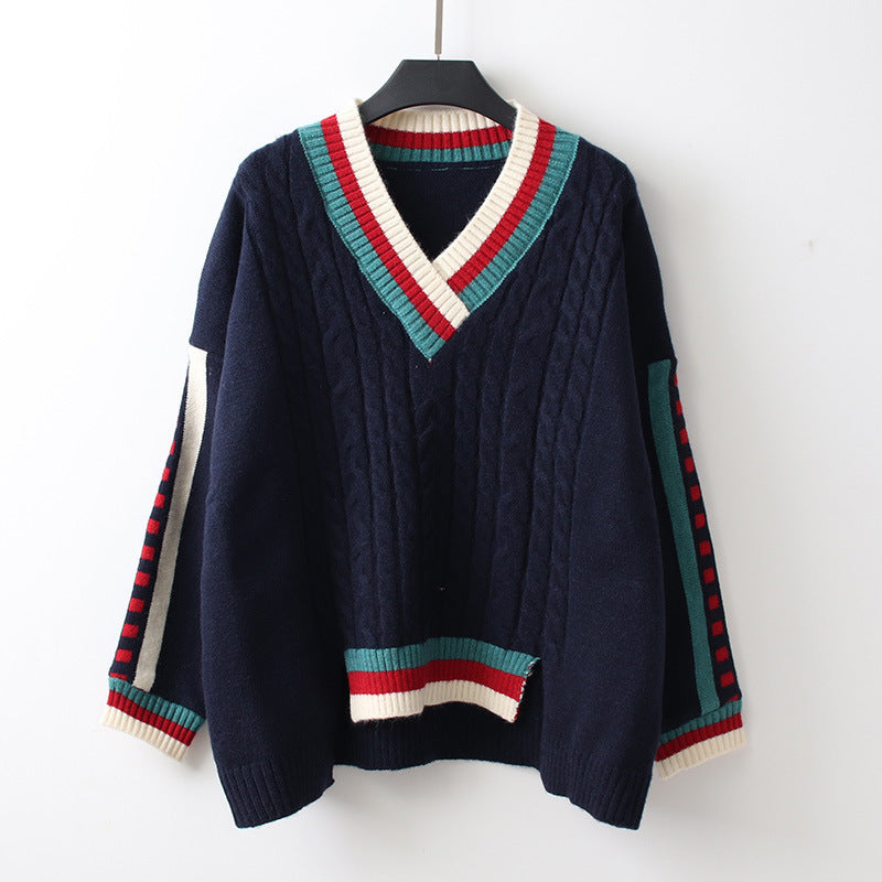 Striped Lazy Knit Pullover Bottoming Shirt