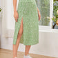 European And American Floral Split A- Line Sheath Mid-waist Dress