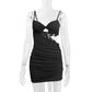 Women's Irregular Sling European And American Hollow Slim Fit Pleated Hip Dress