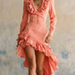Ruffled No-wash Denim Fabric Dress