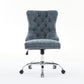 A&A Furniture Office Chair,Modern Chenille Upholstered Tufted Button Home Office Chair With Chrome Metal Base,Adjustable Desk Chair Swivel Office Chair Light Blue