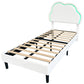 3ft Single Upholstered Bed With LED Adjustable Cute Cloud Headboard, Soft Velvet Bed Frame With Solid Wood Slat, No Box Spring Needed, Easy Assembly, Cream White No Mattress