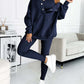 Casual Hooded Sweater Thickened Thread Fitted Vest Pants Three-piece Set