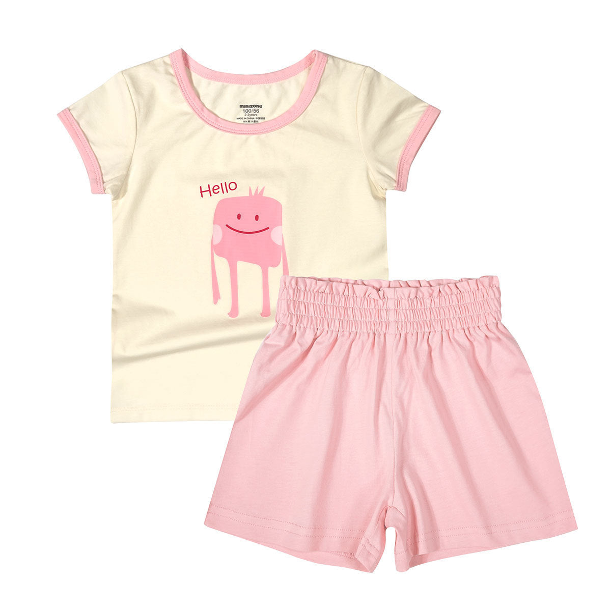 Minizone Filles Ensemble À Manches Courtes A-Line Short Pur Coton Confortable Fille Été Mince Bébé Style Étranger