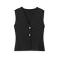 European And American Style Button Knitted Vest Skirt