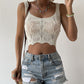 Summer New Hemp Pattern Hollow-out Cropped Vest