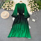 Mid-length A- Line Gradient Pleated Dress