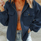 Women's Brushed Plush Hooded Pocket Jacket Coat