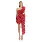 Robe une pièce bandage pliable sur le côté pour fête d'anniversaire