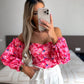Lady Off-shoulder Printed Shirt