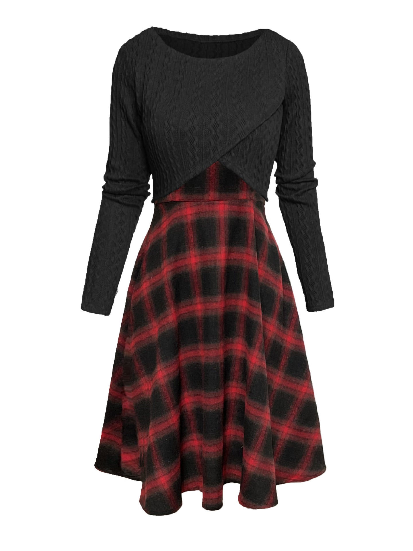 New Womens Two-piece Set Knitted Long-sleeve Top And Dress