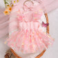 Girls' Party Dress-up Sling Butterfly Petal Mesh Dress