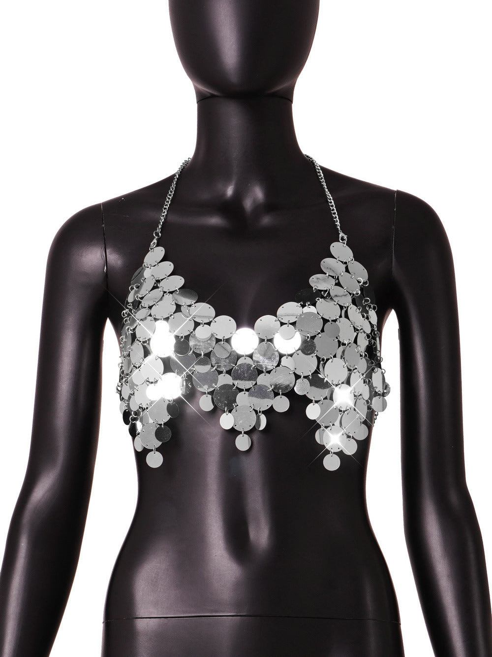 Women's Sequined Backless Chain Vest