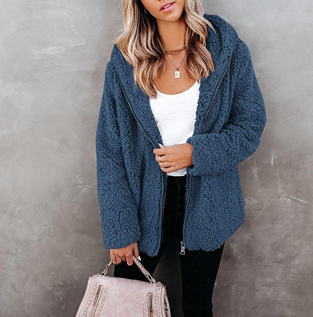 Veste chaude en polaire double face de couleur pure