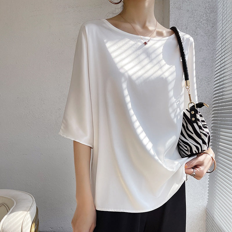 Women's Round Neck Loose Half Sleeve Top