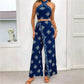 Halter Slim Fit Top High Waist Straight-leg Pants Suit