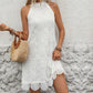 Sleeveless Halter White Doll Dress For Women