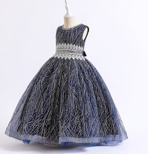 Robe de princesse pour filles, costumes de piano à fleurs pour hôtesse