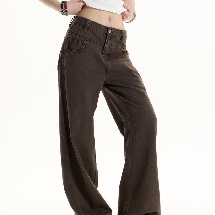 Women's Solid Color American Retro Jeans