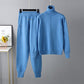 Casual Fashion Set autumn And Winter Cross-border Amazon European And American Turtleneck Solid Color Sweaters Two-piece Set